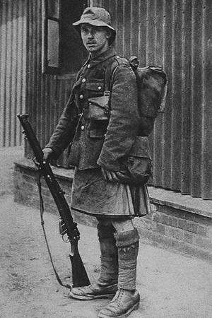 A Sentry In The Black Watch Wearing A Rainproof Hat 1915