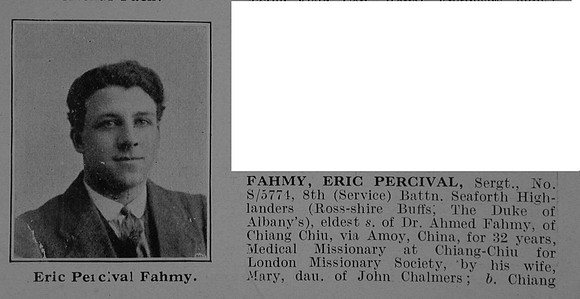 Fahmy E P Sergt S/5774 8th Seaforth Highlanders Obit Part 1 De Ruvignys Roll Of Honour Vol 5