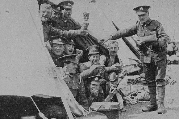 Men Of The 16th Cheshire Regiment (2nd Birkenhead Bantams) In Camp