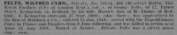 Felts W C Pte 78154 4th Royal Fusiliers