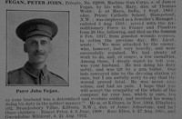 Fegan P J Pte 62996 Machine Gun Corps Obit De Ruvignys Roll Of Honour Vol 5