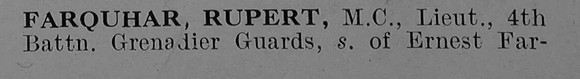 Farquhar R Lt MC 4th Grenadier Guards Obit Part 1 De Ruvignys Roll Of Honour Vol 5