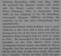 Clinton-Baker O Lt Col 1st Royal Irish Rifles Obit Part 3 The Bond Of Sacrifice Vol 2