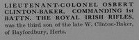 Clinton-Baker O Lt Col 1st Royal Irish Rifles Obit Part 1 The Bond Of Sacrifice Vol 2