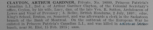 Clayton A G Pte 18000 Princess Patricias Canadian Light Infantry Obit