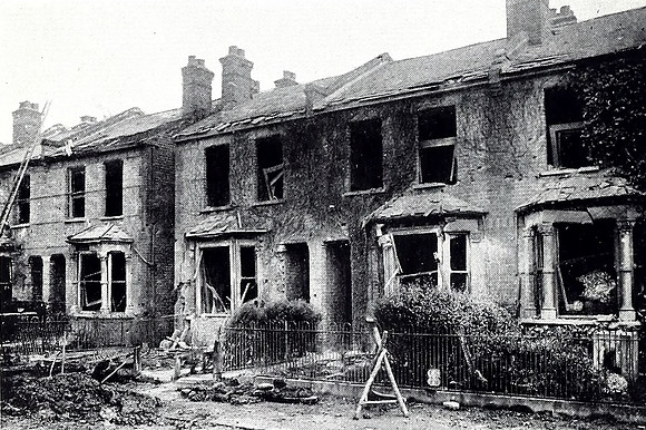 Wrecked Houses In Oval Road Croydon After A Zeppelin Attack