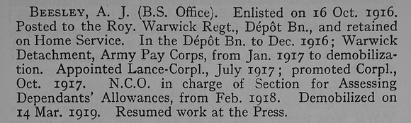 Beesley A J Cpl Army Pay Corps
