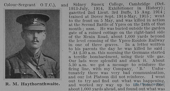 Haythornthwaite R M 2nd Lt 2nd East Kent Regiment Obit Part 2