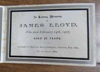 Memorial Card James Lloyd 65 Union Road Croydon Died 14th Feb 1907