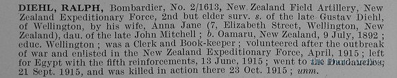 Diehl R Bmdr 2-1613 New Zealand Field Artillery Obit