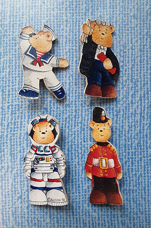 Four Alison Character Teddy Badges Handmade In Scotland