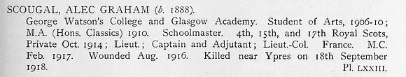 Scougal A G Lt Col MC 17th Royal Scots