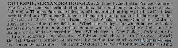 Gillespie A D 2nd Lt 2nd Argyll And Sutherland Highlanders Obit Part 1