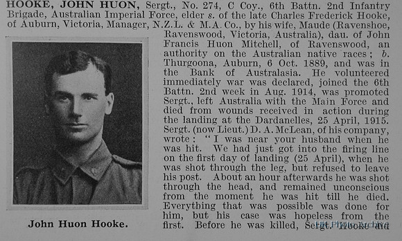 Hooke J H Sergt 274 6th Australian Imperial Force Obit Part 1