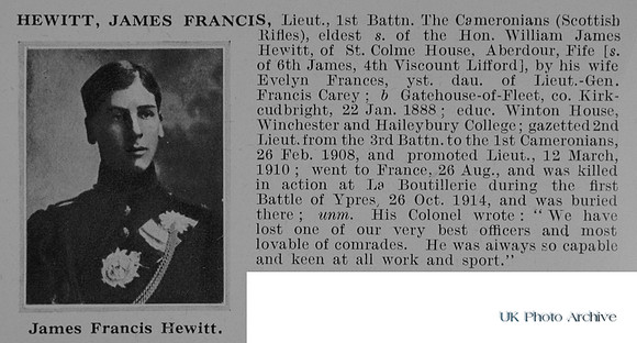 Hewitt J F Lt 1st Cameronians Obit
