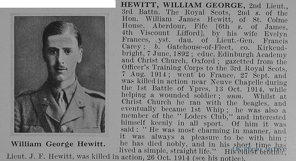 Hewitt W G 2nd Lt 3rd Royal Scots Obit