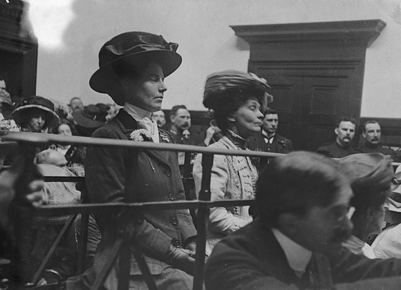Evelina Haverfield And Emmeline Pankhurst In Court c.1909