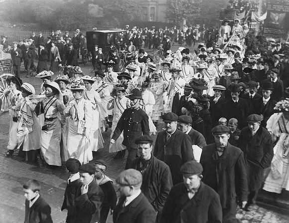 A Procession Of Suffragettes c.1908.
