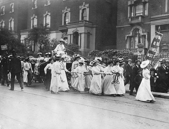Edith New And Mary Leigh's Carriage Being Pulled From Holloway To Queen's Hall 1908