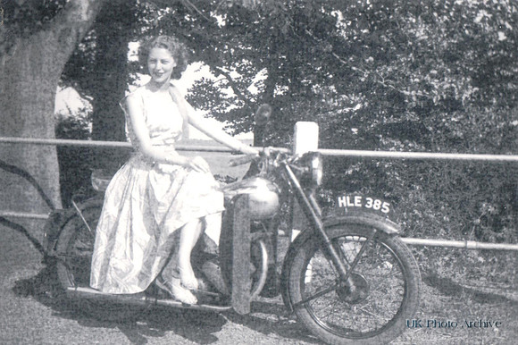 Margery Piles Riding On A Motorbike Framlingham Suffolk 1954