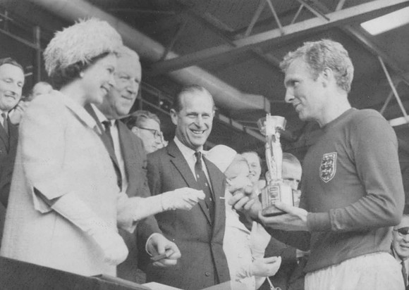 The Queen Presents The 1966 World Cup To England Captain Bobby Moore
