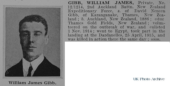 Gibb W J Pte 12/1214 2nd Auckland Btn NZEF Obit
