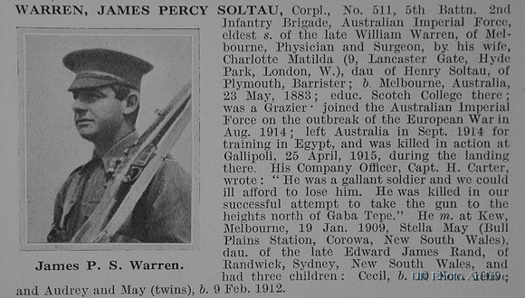 Warren J P S Cpl 511 5th Australian Imperial Force Obit