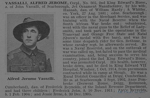 Vassalli A J Cpl 2nd King Edwards Horse Obit
