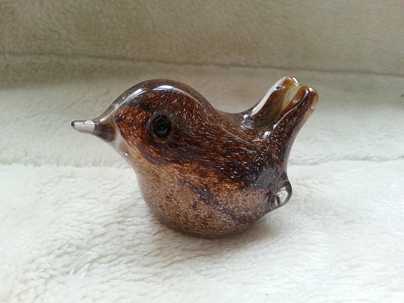 Langham Glass Wren Paperweight Signed Paul Miller