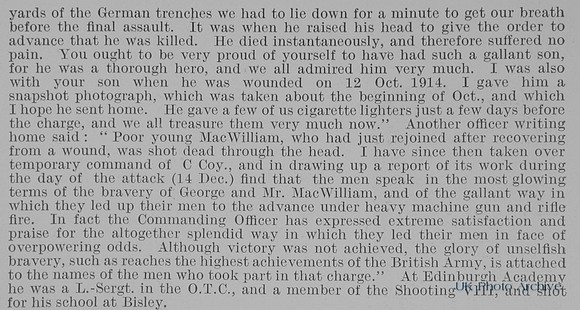 MacWilliam J J G Lt 1st Gordon Highlanders Obit Part 3