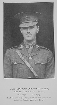 Cormac-Walshe E Lt 2nd Leinster Regiment Stonyhurst War Record