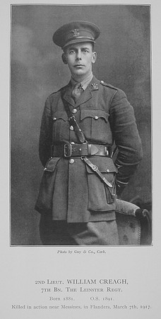 Creagh W 2nd Lt 7th Leinster Regiment Stonyhurst War Record