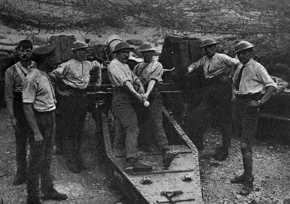 A British Howitzer And Gunners On The Italian Front