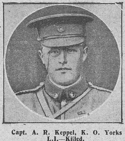 Keppel A R Captain Kngs Own Yorkshire Light Infantry The Graphic 5th Sep 1914