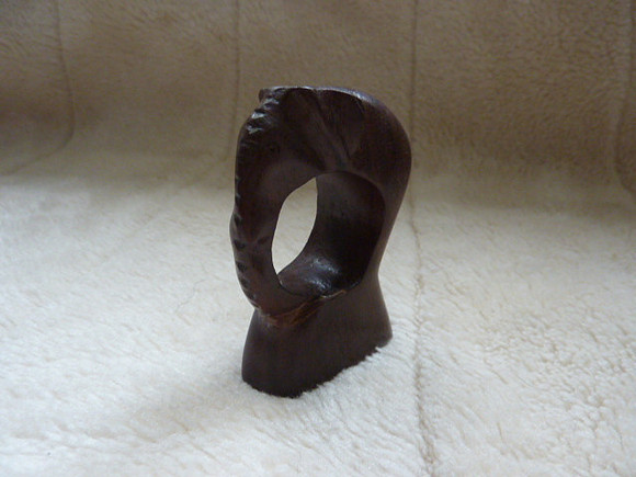 Set Of Six Vintage Wooden Carved Elephant Napkin Rings