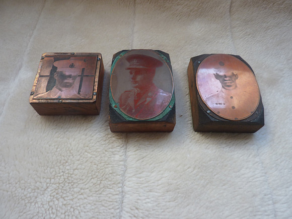 Three Original Vintage WW1 Printing Blocks ? Rifle Brigade