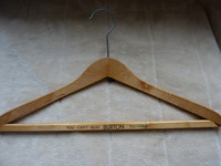 Three Wooden Vintage Coat Hangers Burtons, Cleaners Putney & Mortlake