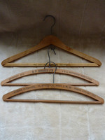 Three Wooden Vintage Coat Hangers Burtons, Cleaners Putney & Mortlake