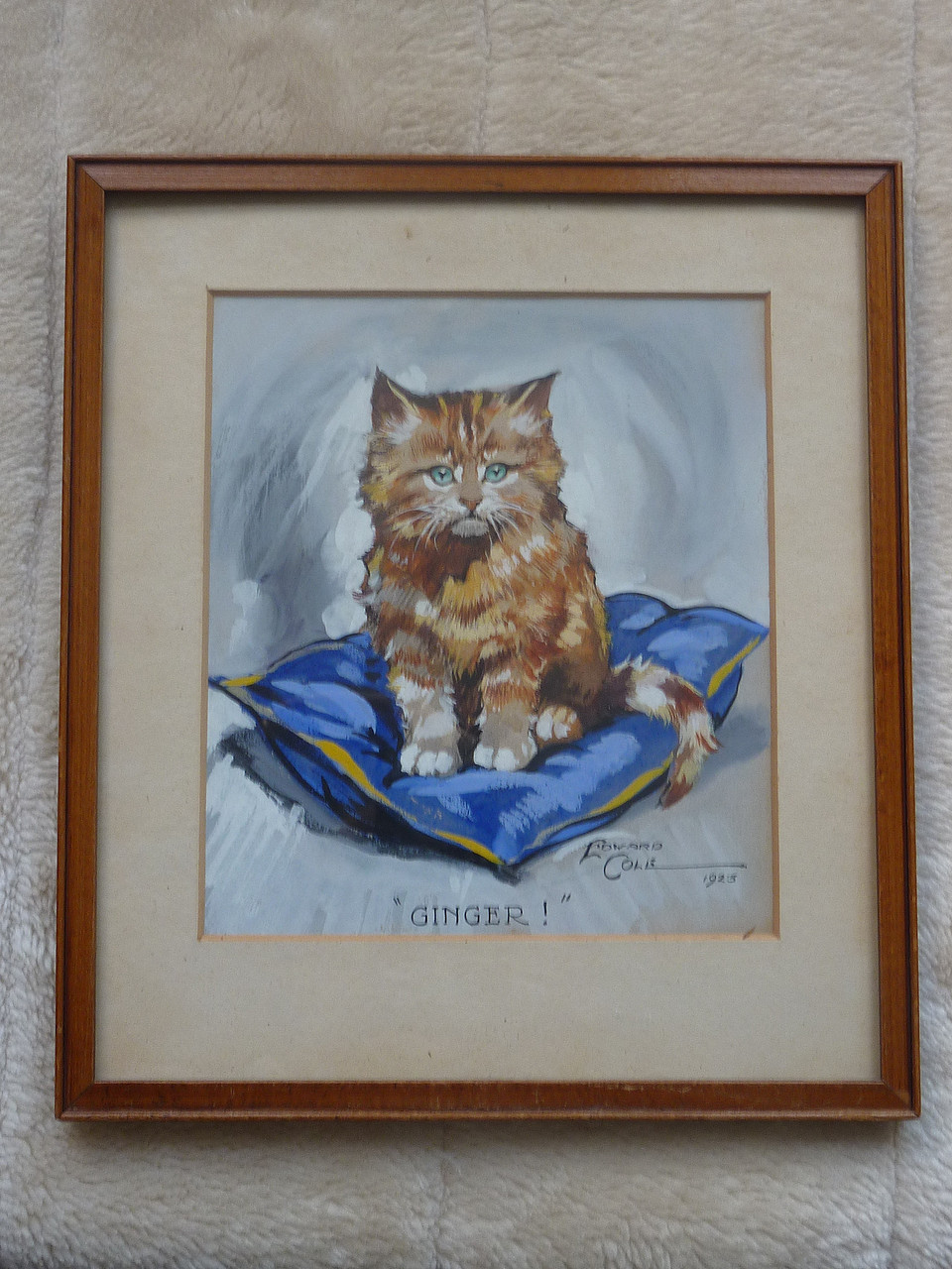 Watercolour A Ginger Cat By Edward Cole 1923