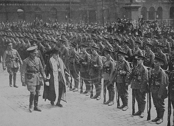 Inspection Of 7th & 8th Battalions West Yorkshire Regiment In Victoria Square Leeds By The Lord Mayor 15th May 1915
