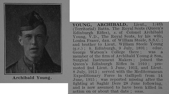 Young A Lt 4th Royal Scots Obit De Ruvignys Roll Of Honour Vol 5