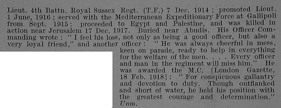 Young R P Lt MC 4th Royal Sussex Regiment Obit Part 2 De Ruvignys Roll Of Honour Vol 5