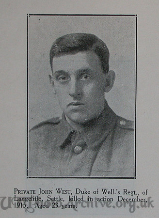 West J Pte 6th West Riding Regt Craven Roll Of Honour