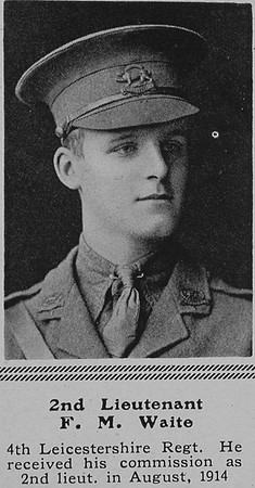 Waite F M 2nd Lt 4th Leicestershire Regiment The Sphere 7th Aug 1915
