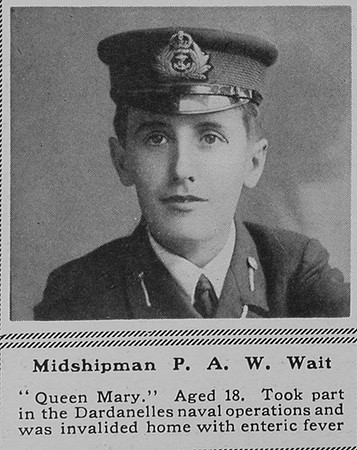 Wait P A W Midshipman H.M.S. Queen Mary Royal Navy The Sphere 22nd July 1916