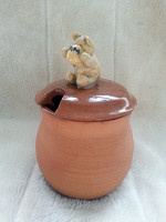 Molly Knight Studio Pottery Jam Pot With Bear And Jam Pot