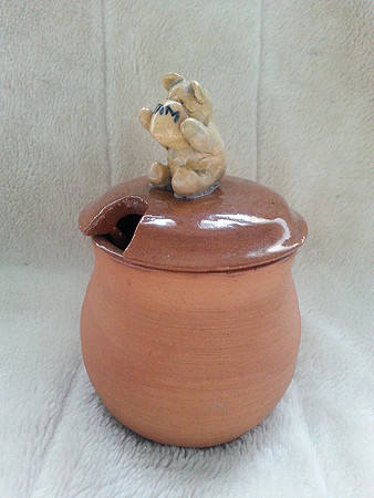 Molly Knight Studio Pottery Jam Pot With Bear And Jam Pot