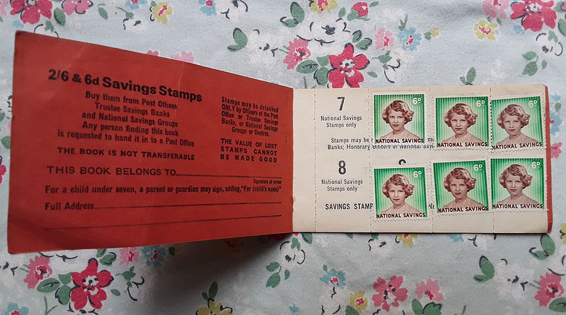 National Savings Stamp Book Princess Anne Stamps 1950s