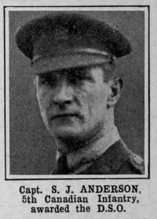 Anderson S J Captain DSO 5th Canadian Infantry