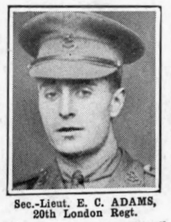 Adams E C 2nd Lt 20th London Regiment